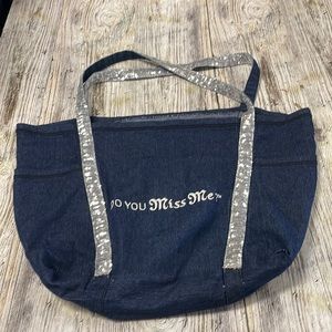MISS ME Sparkle Silver Sequin Jean Bag